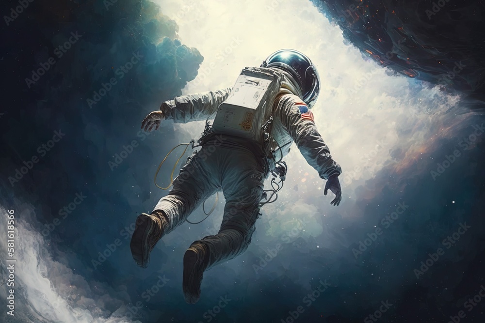 Fototapeta premium Freefall Consequence: A Traumatic Incident in the Firmament Generative AI