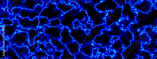 Abstract watercolor Black liquid wave in lava drak bule  on black background.