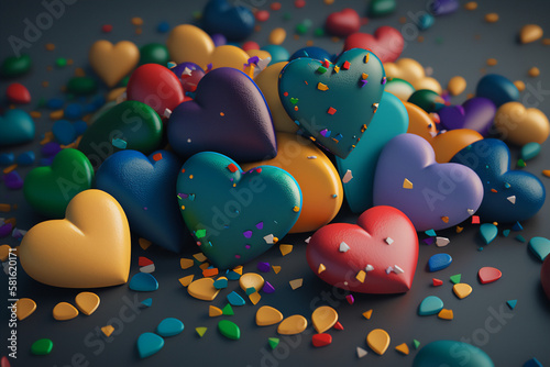 The beauty and impact of the rainbow hearts captured in a breathtaking render photo