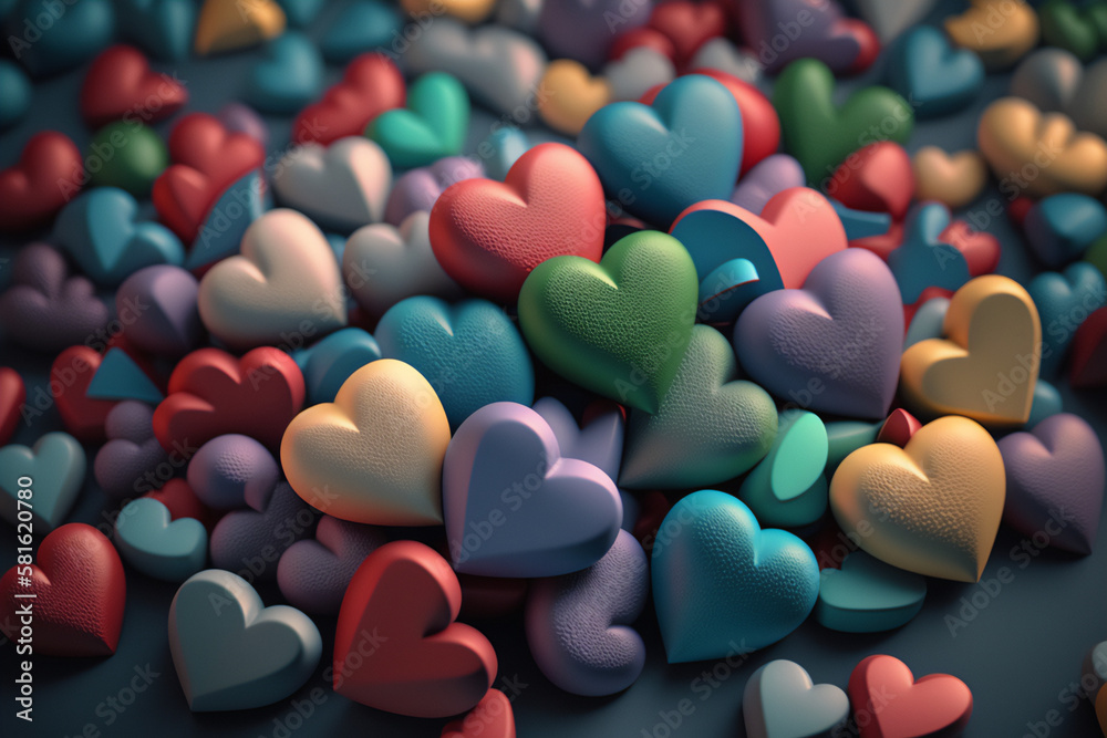 Many heart shapes in a colorful illustration Many heart shapes in a colorful illustration