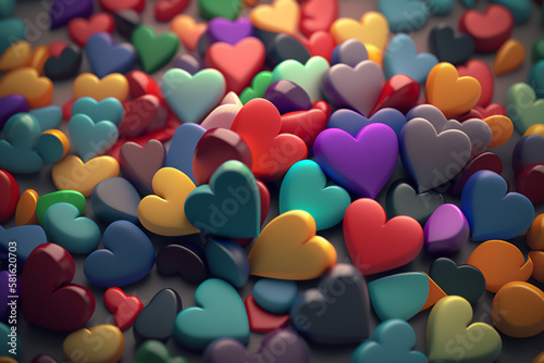 A colorful heart-shaped illustration with hearts in rainbow colors photo