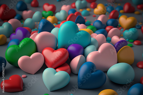 Rainbow heart shapes illustration photo