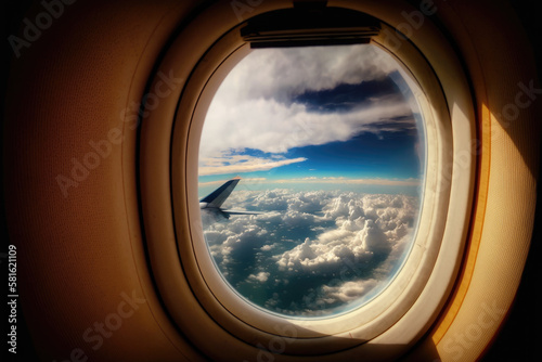 Airplane Window Seat made by generative ai