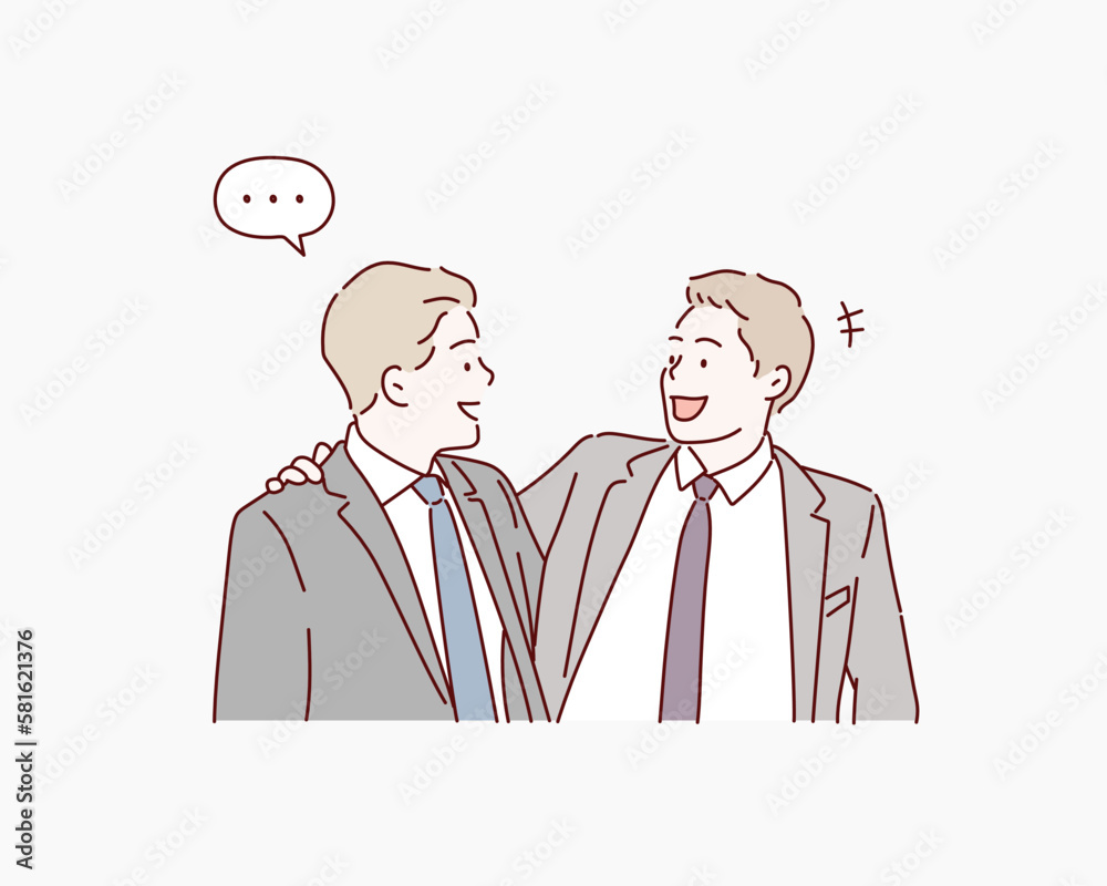 Two Business Men Friends. Hand drawn style vector design illustrations. Two Business Men Friends. Hand drawn style vector design illustrations.
