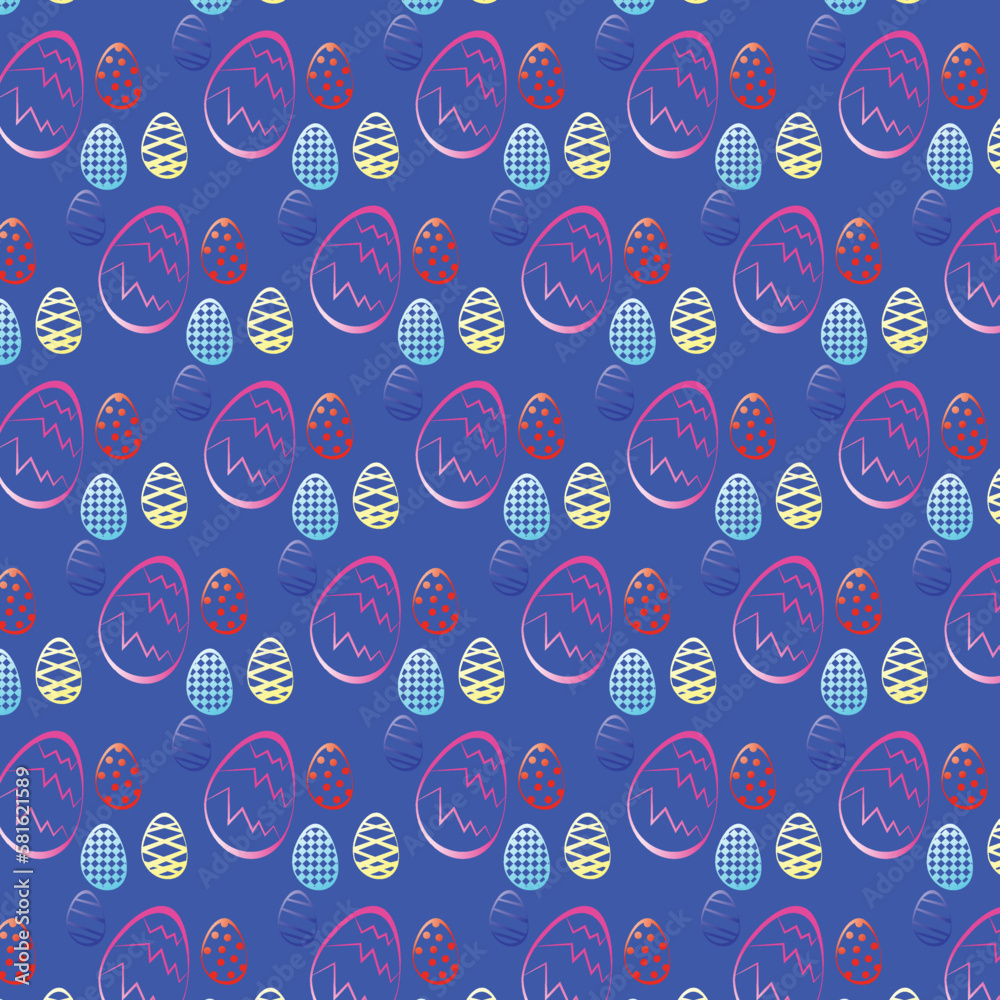 EASTER EGGS SEAMLESS PATTERN BLUE BACKGROUND EASTER EGGS SEAMLESS PATTERN BLUE BACKGROUND