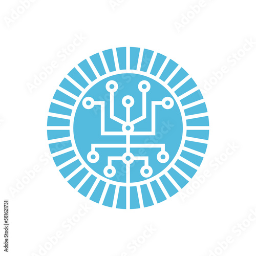 Abstract technology logo design, circuit board logo icon, circle shape tech icon