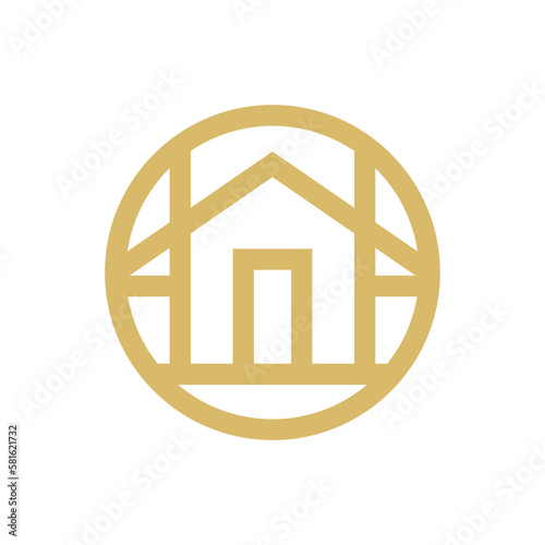 Home builder logo design, building construction logo in line art style