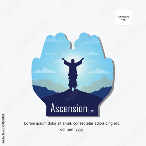morning ascension of jesus with jesus statue inside praying hands symbol