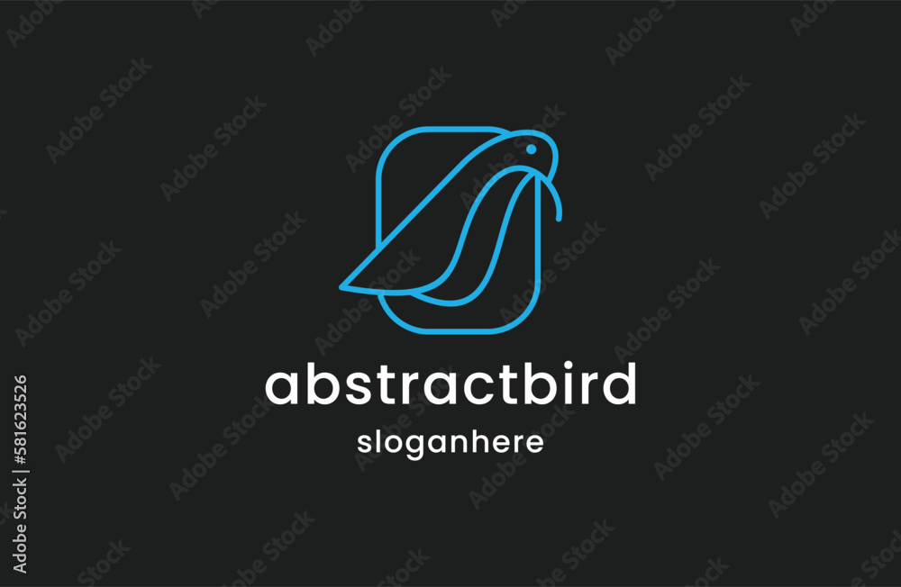 Naklejka premium Abstract bird logo vector line outline monoline art icon