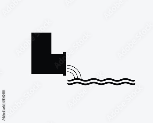 Effluent Sewers Industrial Outfalls Icon Pollution Waste Vector Black White Silhouette Symbol Sign Graphic Clipart Artwork Illustration Pictogram