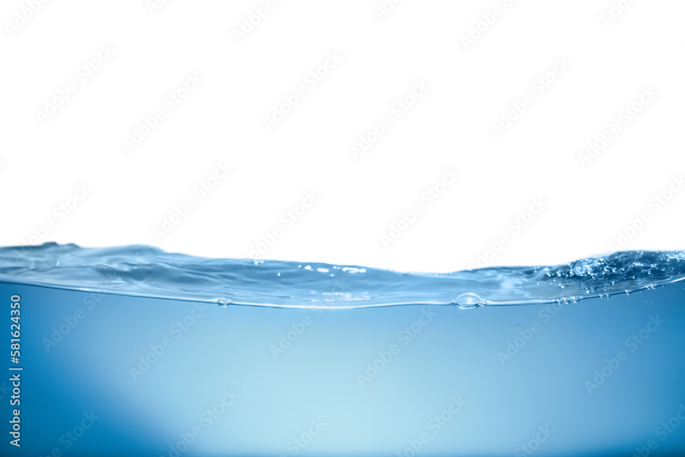 Clear blue water wave on white background Clear blue water wave on white background