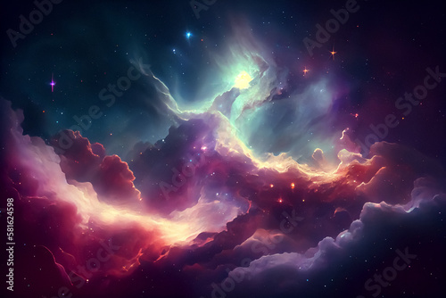 Space Art Nebula is a Textured Background Inspired by the Wonders of the Sky and Galaxy. Featuring Deep Space and Cosmic Elements in Bright and Deep Hues, it Creates an Abstract and Fantasy Effect.