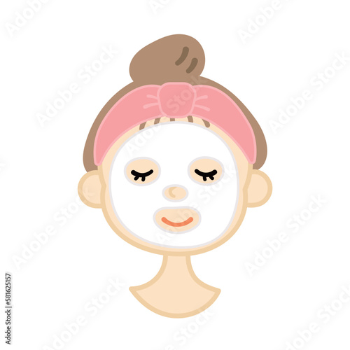 フェイスパック・スキンケアする女性のイラスト素材