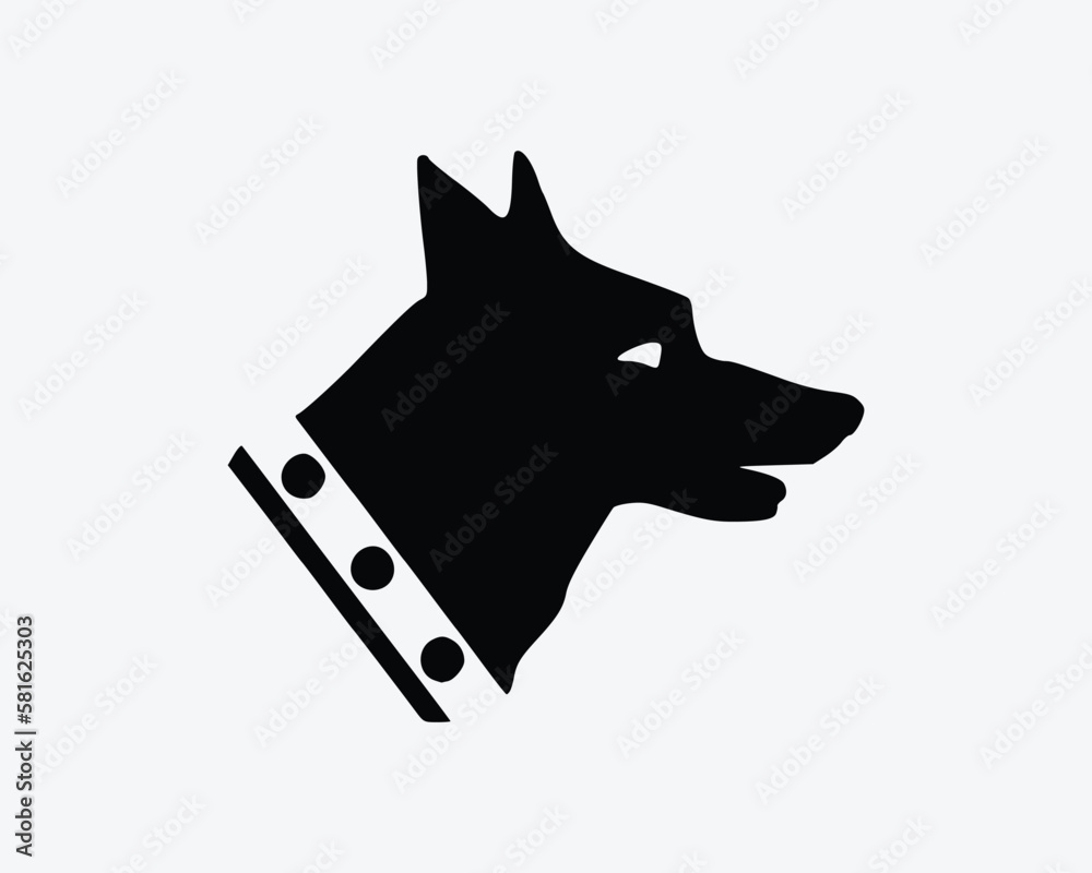 Guard Dog Icon German Shepherd Head Police Service Canine Vector Black