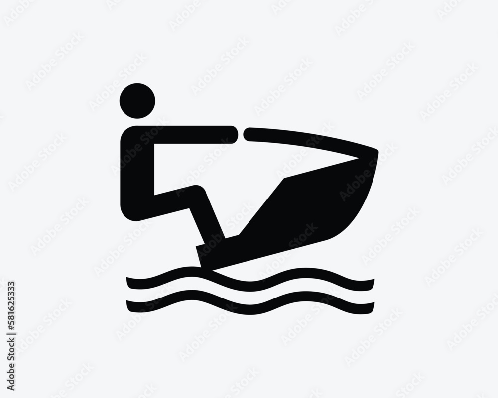 Jet Ski Icon Jetski Personal Boat Vessel Ride Riding Sports Vector