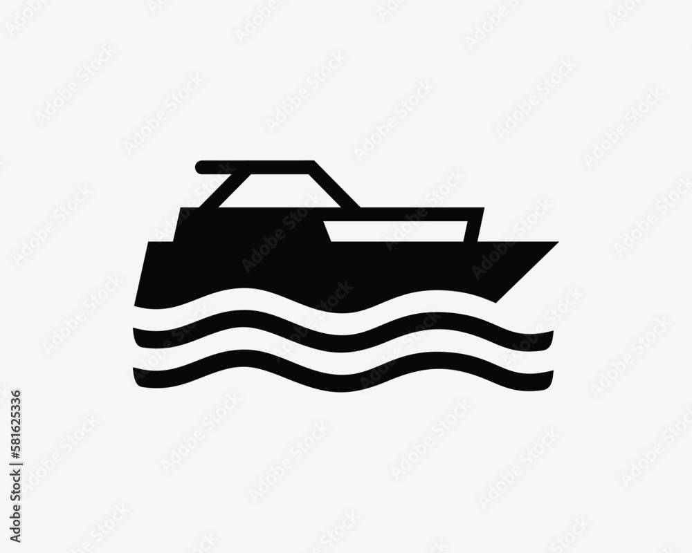 Speedboat Icon Jet Speed Boat Jetboat Motorboat Ship Vessel Vector Black White Silhouette Symbol Sign Graphic Clipart Artwork Illustration Pictogram