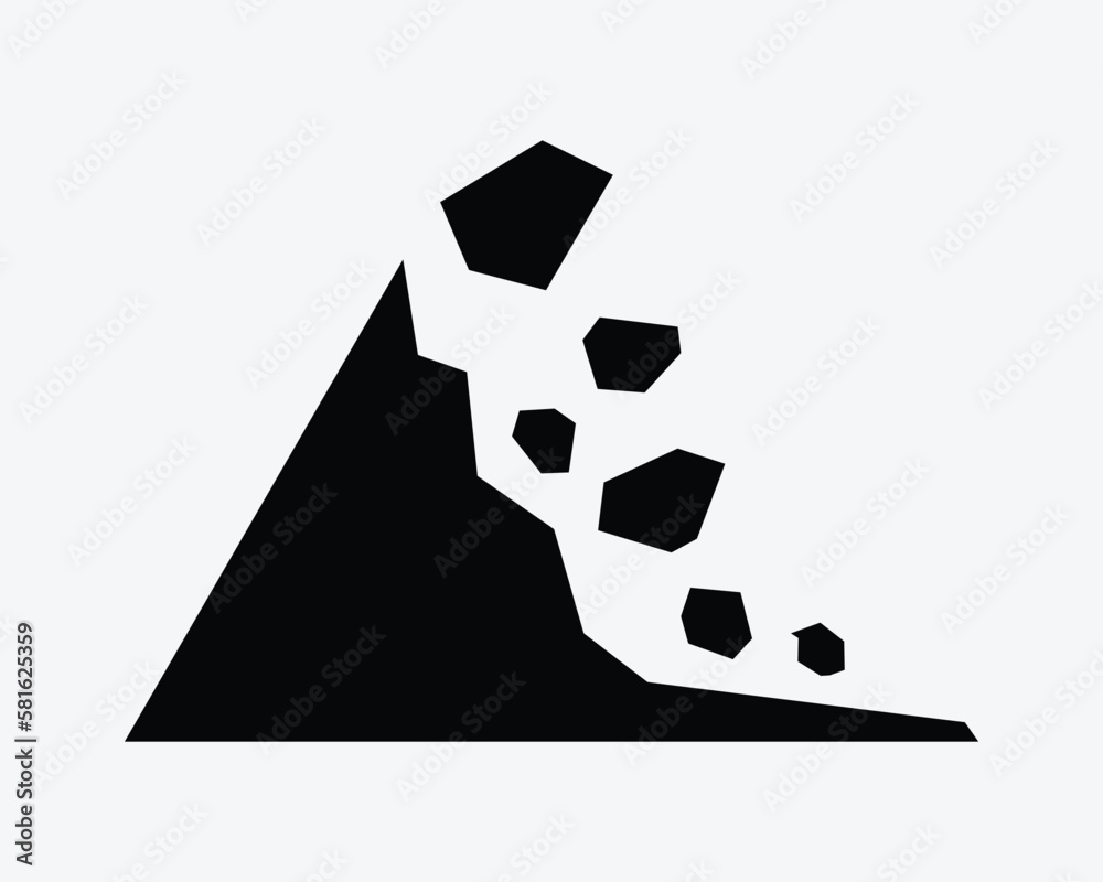 Landslide Icon Land Slide Natural Disaster Falling Rocks Rock Vector ...