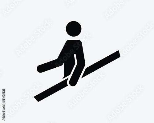 Hold Handrail Hand Rail Use Handle Bar Safety Stick Figure Black White Silhouette Symbol Icon Sign Graphic Clipart Artwork Illustration Pictogram Vector