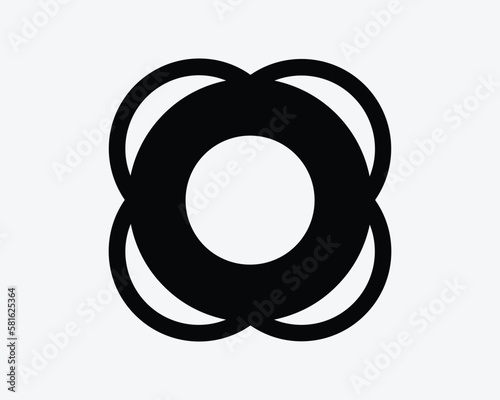Lifebuoy Lifering Lifesaver Flotation Ring Rescue Float Tube Black White Silhouette Sign Symbol Icon Graphic Clipart Artwork Illustration Pictogram Vector