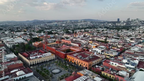 Wallpaper Mural Aerial view over the cityscape of Queretaro city historic downtown, in Mexico - reverse, drone shot Torontodigital.ca