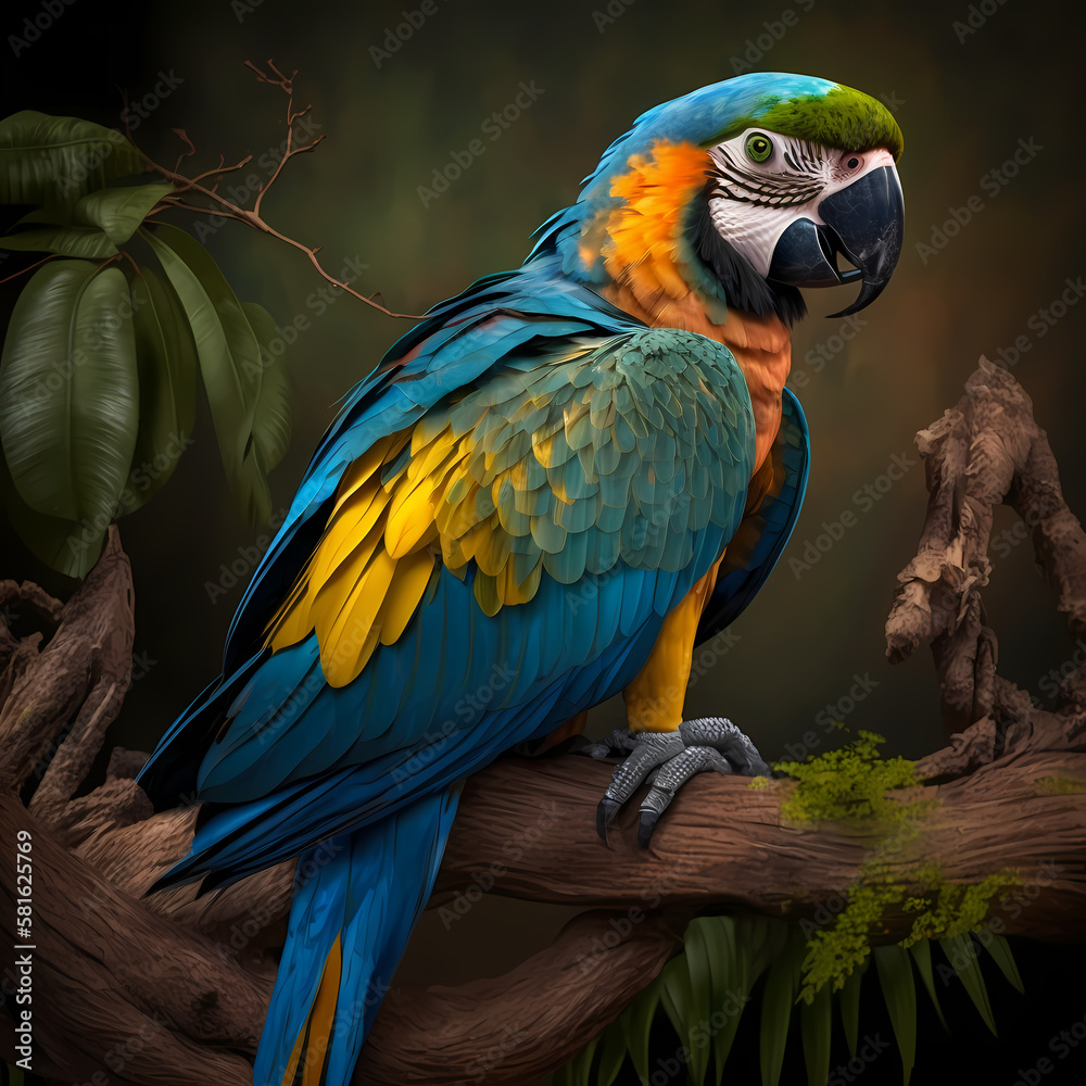Obraz premium Parrot - Exotic Macaw. Generative AI