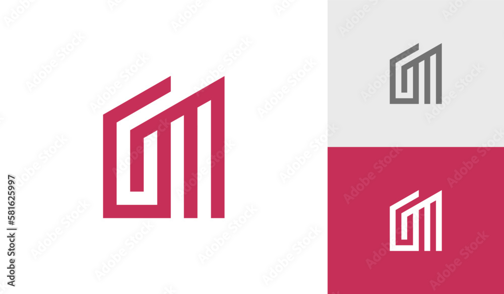 Letter GM initial monogram with bulding shape logo design vector Letter GM initial monogram with bulding shape logo design vector