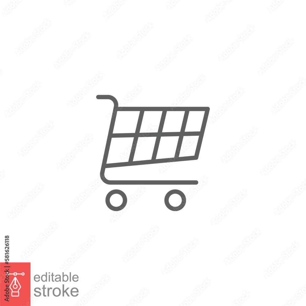 Shopping cart icon. Simple line style for web template and app. Shop, retail, trolley, basket, bag, store, online, buy, vector illustration design on white background. Editable stroke EPS 10. Shopping cart icon. Simple line style for web template and app. Shop, retail, trolley, basket, bag, store, online, buy, vector illustration design on white background. Editable stroke EPS 10.