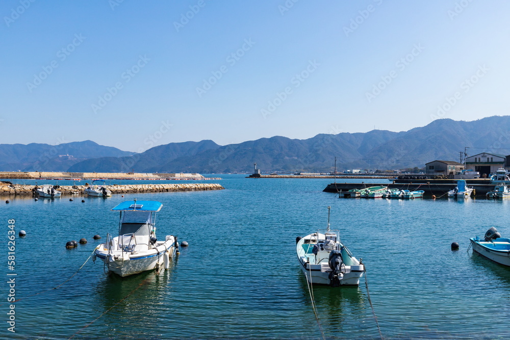 Landscape of hiketa port in the seto inland sea , Higashikagawa city, Kagawa, Shikoku, Japan	