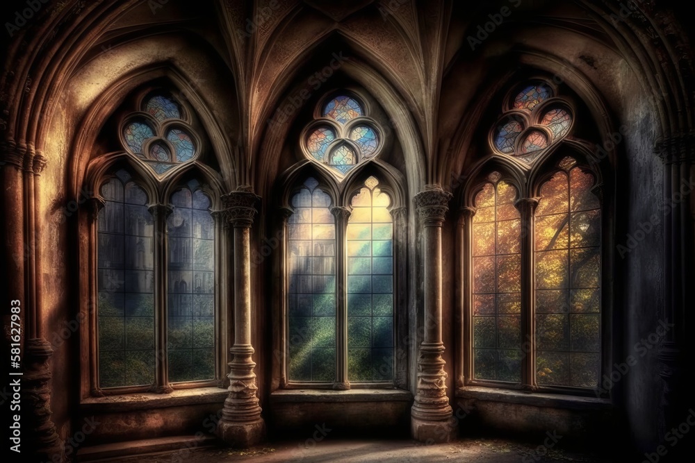 Fototapeta premium Discover the intricate beauty of Gothic church windows - Generative AI