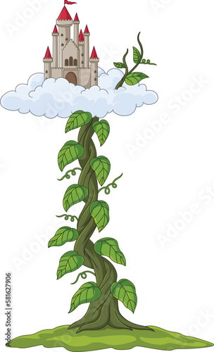Castle with bean sprout in the clouds