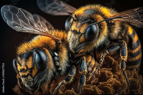 Bee-utiful close-up portrait of a honeybee - Generative AI © Rysak