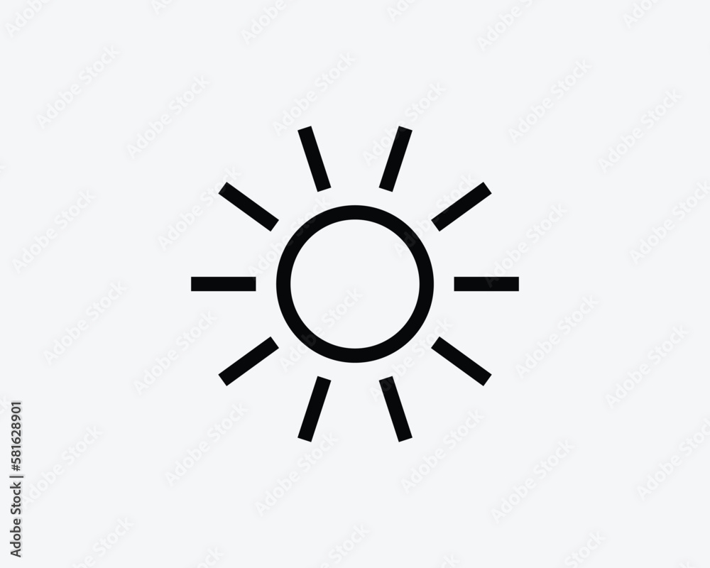 Sun Icon Sunlight Light Bright Brightness Day Daylight Beam Ray Vector Black White Silhouette Symbol Sign Graphic Clipart Artwork Illustration Pictogram