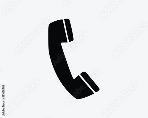 Telephone Phone Receiver Call Hotline Cell Contact Icon Black White Silhouette Sign Symbol Vector Graphic Clipart Illustration Artwork Pictogram