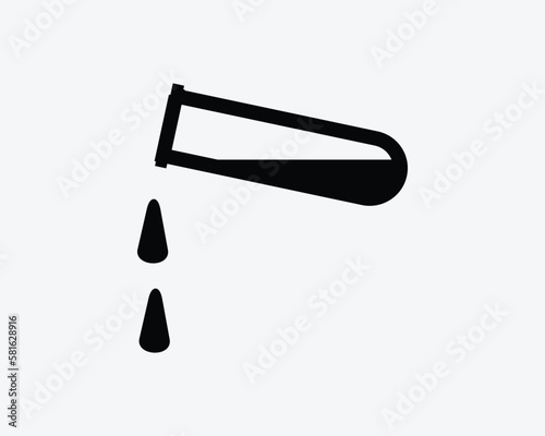 Test Tube Drip Icon Dripping Drop Droplets Liquid Substance Black White Silhouette Symbol Sign Graphic Clipart Artwork Illustration Pictogram Vector