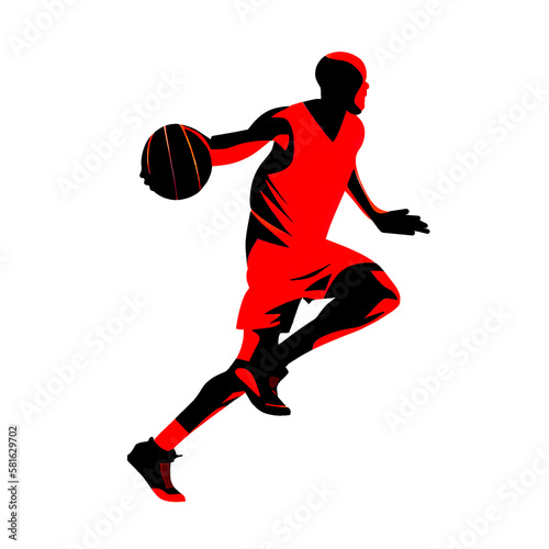 low poly silhouette illustration of basketball player, generative ai