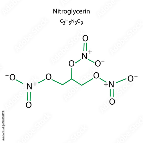 nitroglycerine formula. Organic food. Vector illustration.