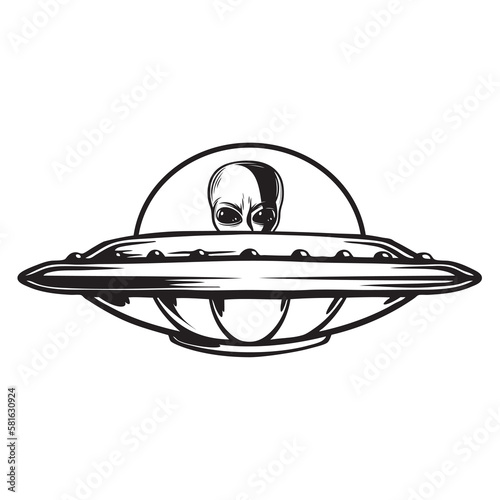 Alien in a flying saucer