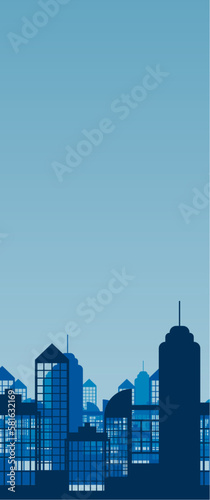 City silhouette layers in portrait orientation, vector illustration. Cityscape, town, city skyline silhouette. Perfect for travel banner, background, wallpaper, card, brochure design.