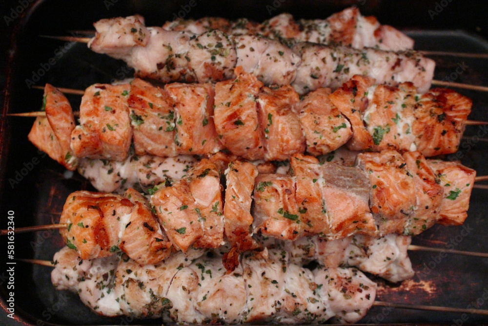 grilled salmons barbecue