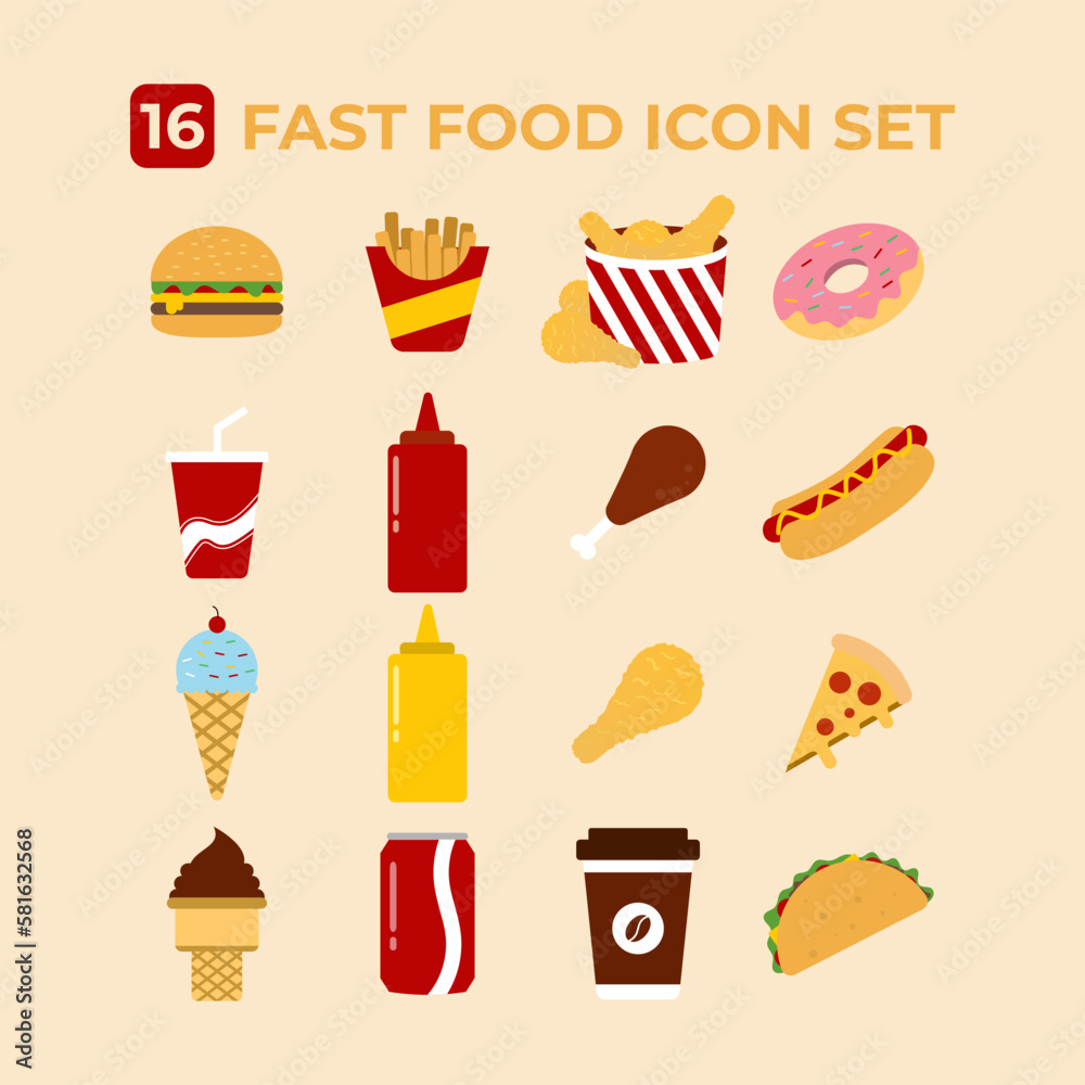 fast food icon set fast food icon set