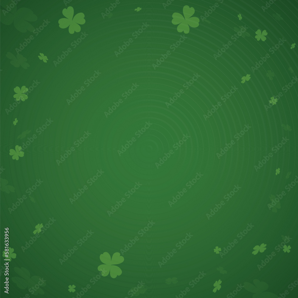 Green background decorated with floating four-leaf clovers, Vector illustration Green background decorated with floating four-leaf clovers, Vector illustration