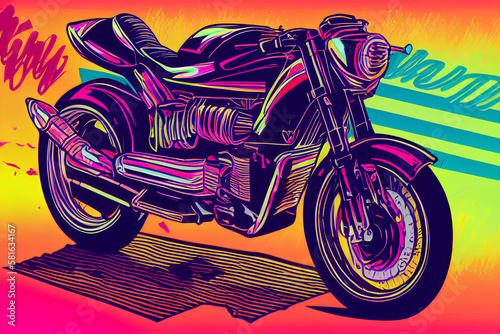 ai-generated illustration of a motorcycle done in bright colors