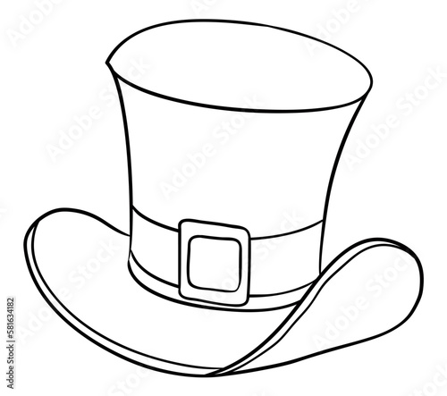 Top hat with upturned brim, ribbon and buckle for coloring, Vector illustration