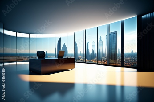 Fényképezés Ultra modern sleek office zoom background