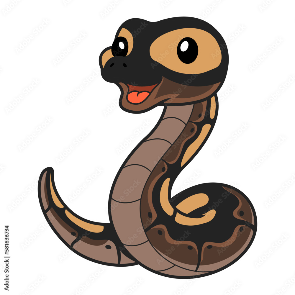 Fototapeta premium Cute ghi mojave ball python cartoon