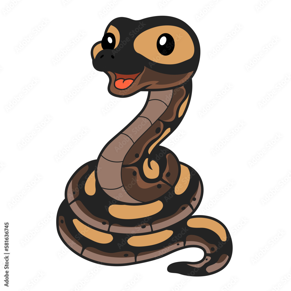 Fototapeta premium Cute ghi mojave ball python cartoon