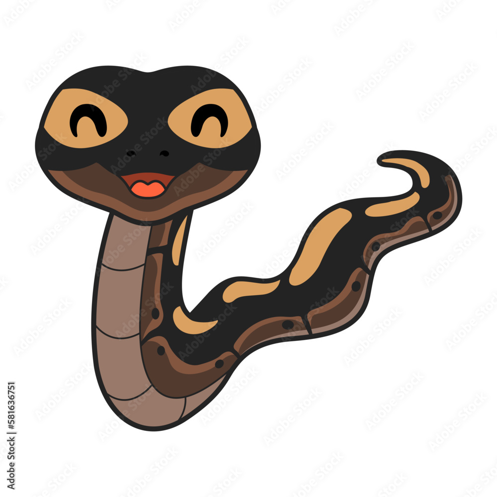 Fototapeta premium Cute ghi mojave ball python cartoon