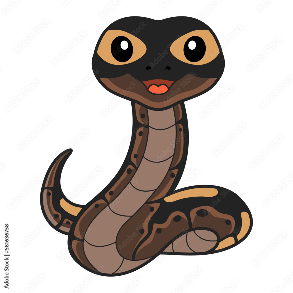 Fototapeta premium Cute ghi mojave ball python cartoon