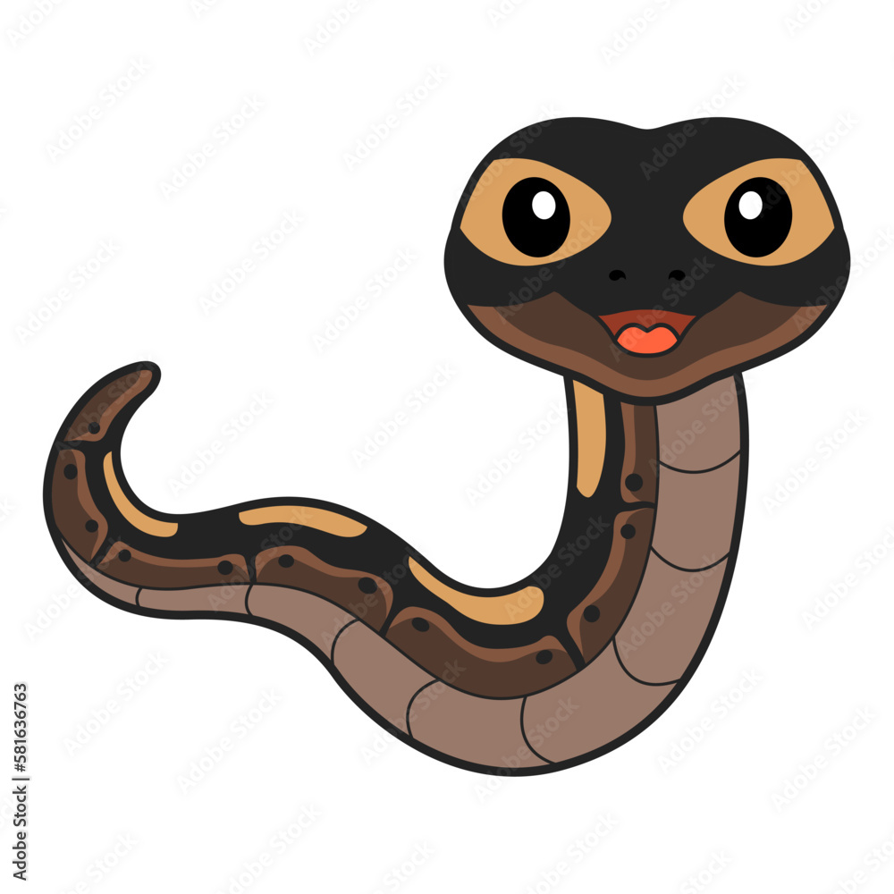 Fototapeta premium Cute ghi mojave ball python cartoon