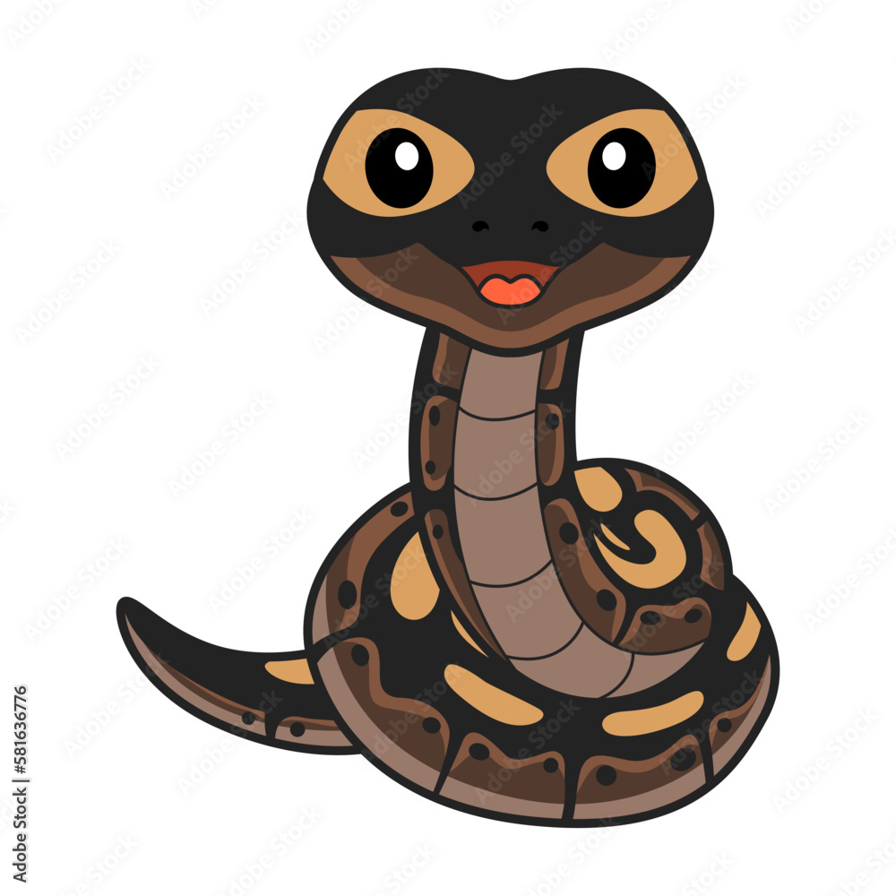 Fototapeta premium Cute ghi mojave ball python cartoon